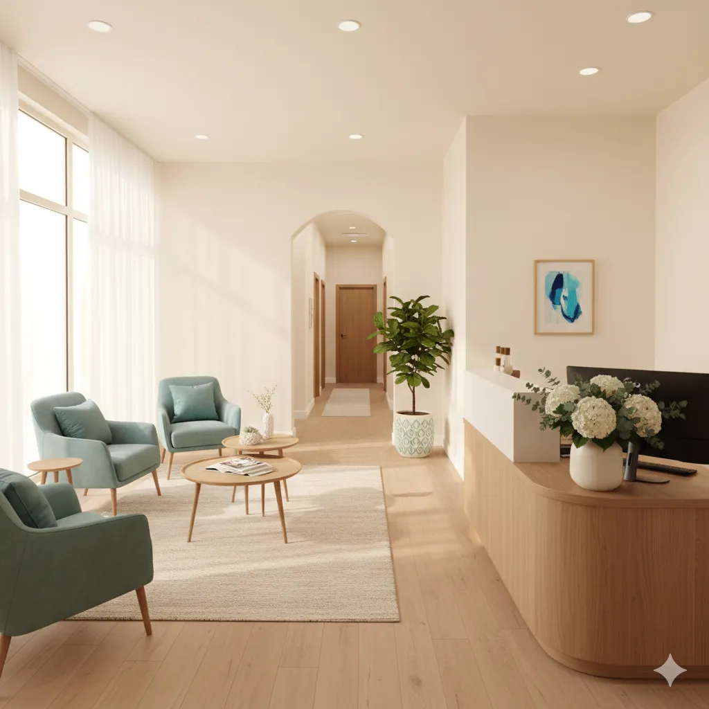 Atmosfera acolhedora e convidativa da clínica dentária